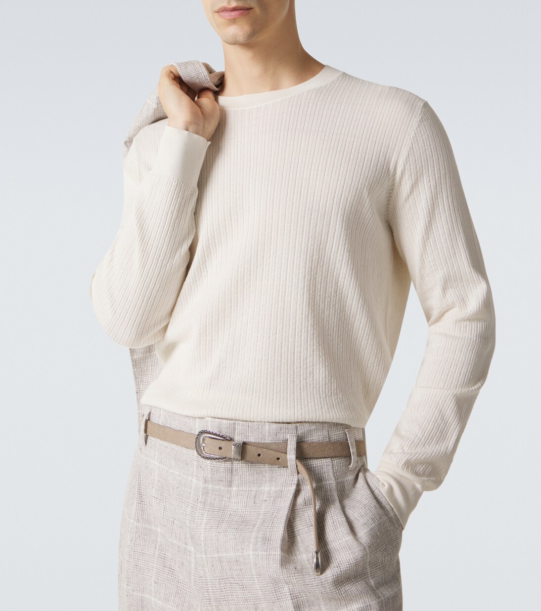 리브 니트 코튼 스웨터 | Brunello Cucinelli