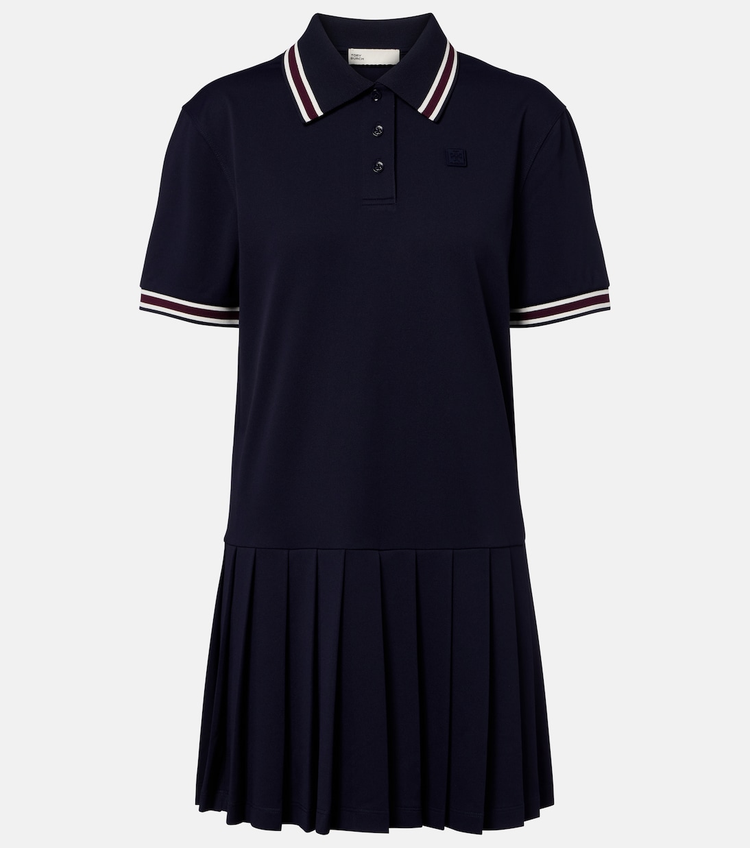 Striped pleated polo dress | Tory Burch