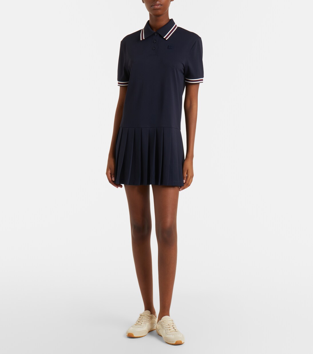 Striped pleated polo dress | Tory Burch