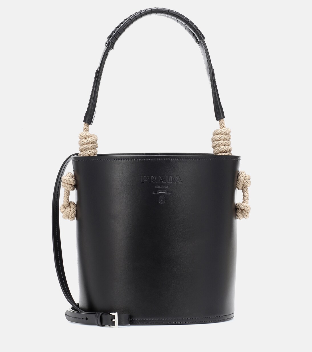 Bucket Bag Tambour aus Leder | Prada