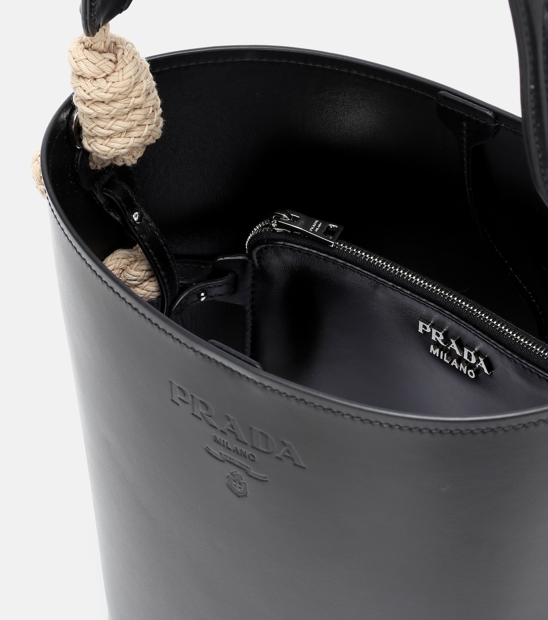 Bucket Bag Tambour aus Leder | Prada