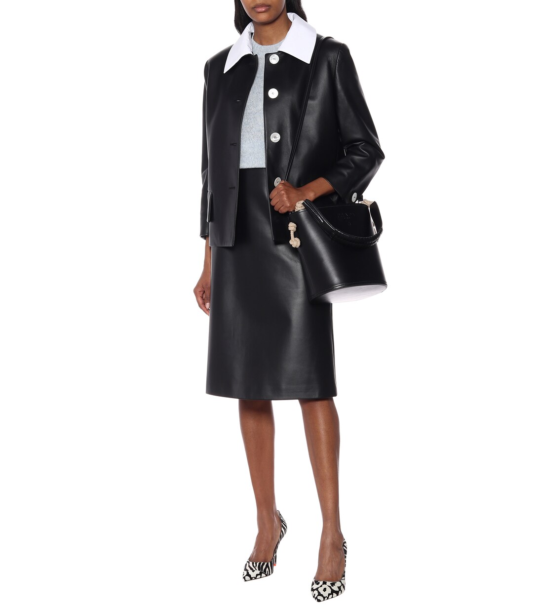 Bucket Bag Tambour aus Leder | Prada