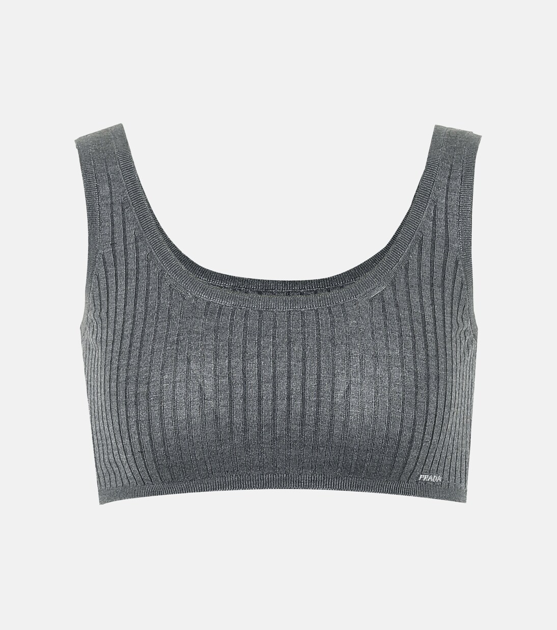 Ribbed-knit stretch silk-blend bra | Prada