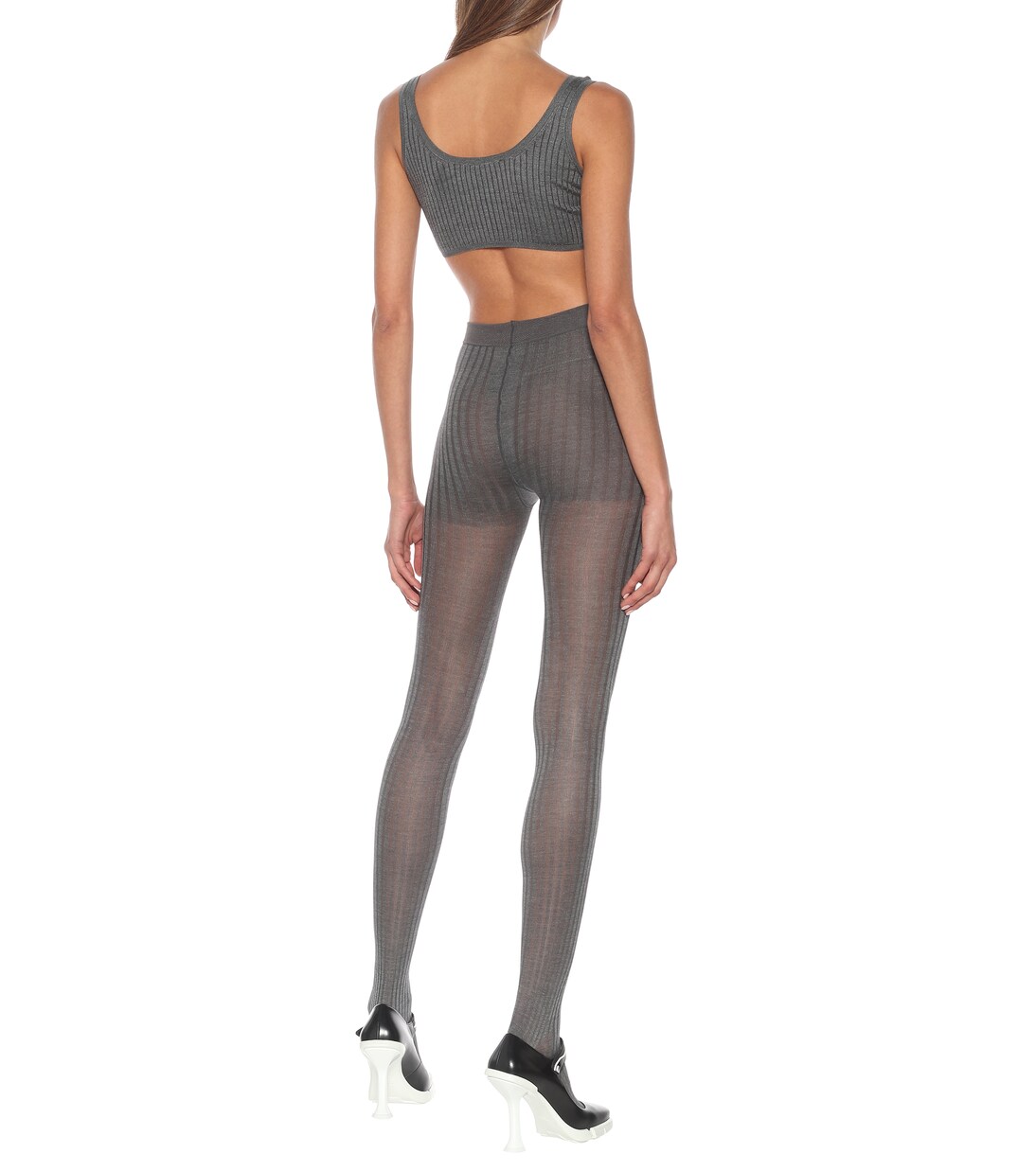 Ribbed-knit stretch silk-blend bra | Prada