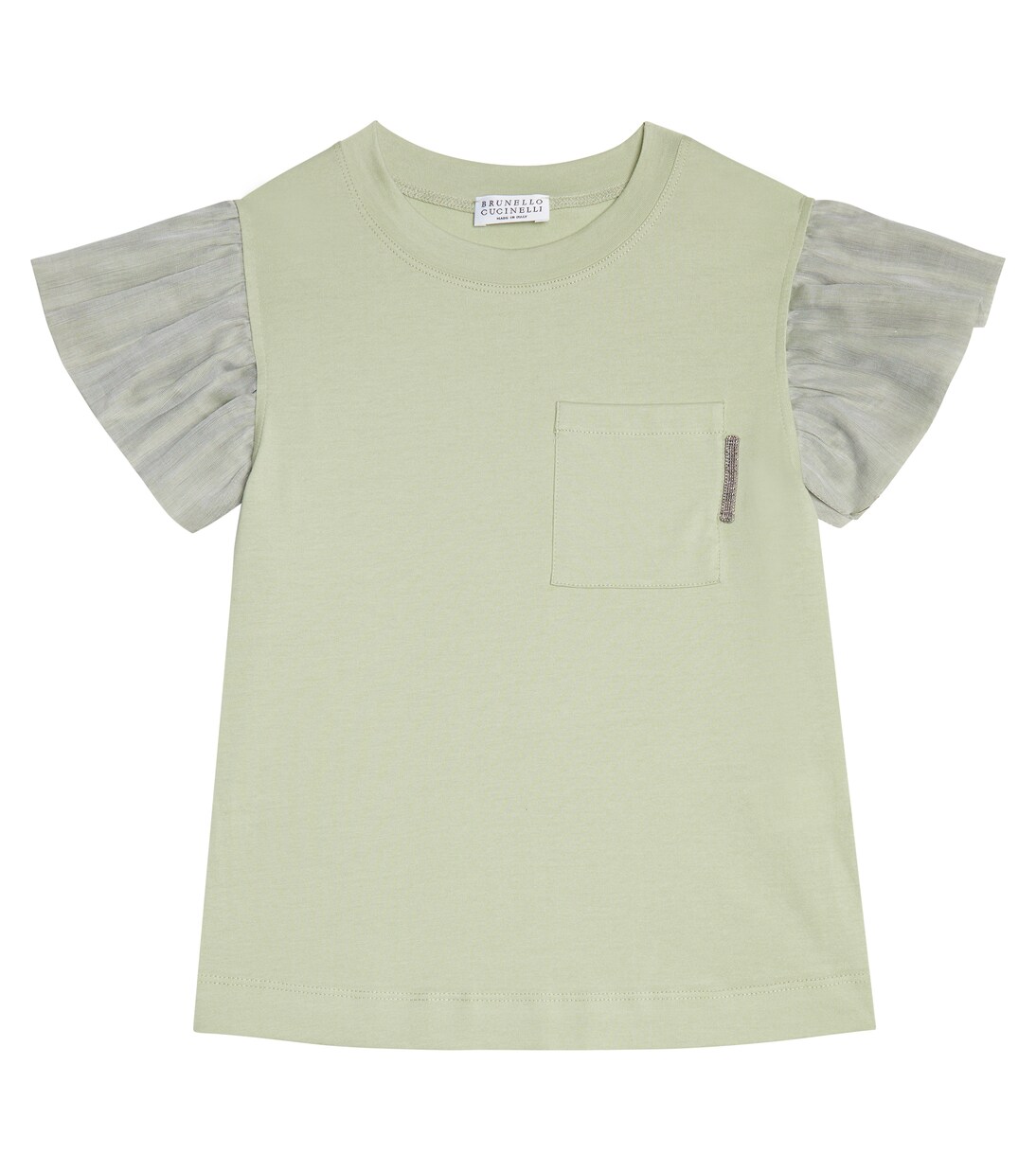 Tulle-trimmed cotton T-shirt | Brunello Cucinelli Kids