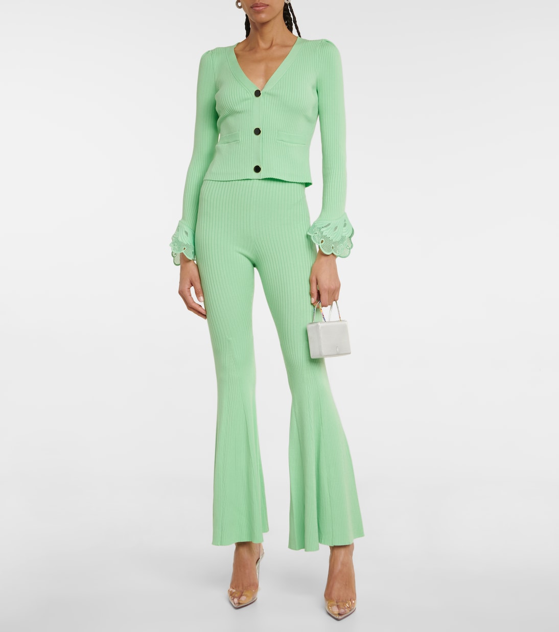 Pantalon évasé à taille haute | Self-Portrait