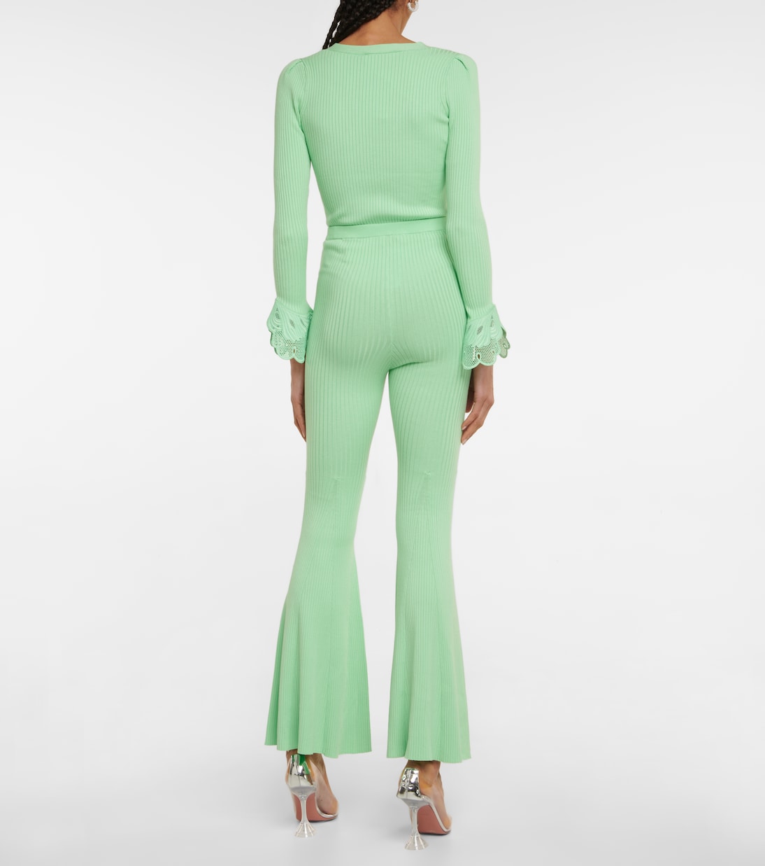 Pantalon évasé à taille haute | Self-Portrait