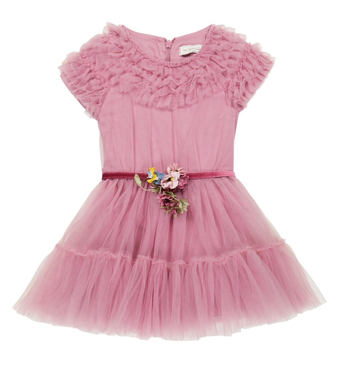 Floral-embellished tulle dress | Monnalisa