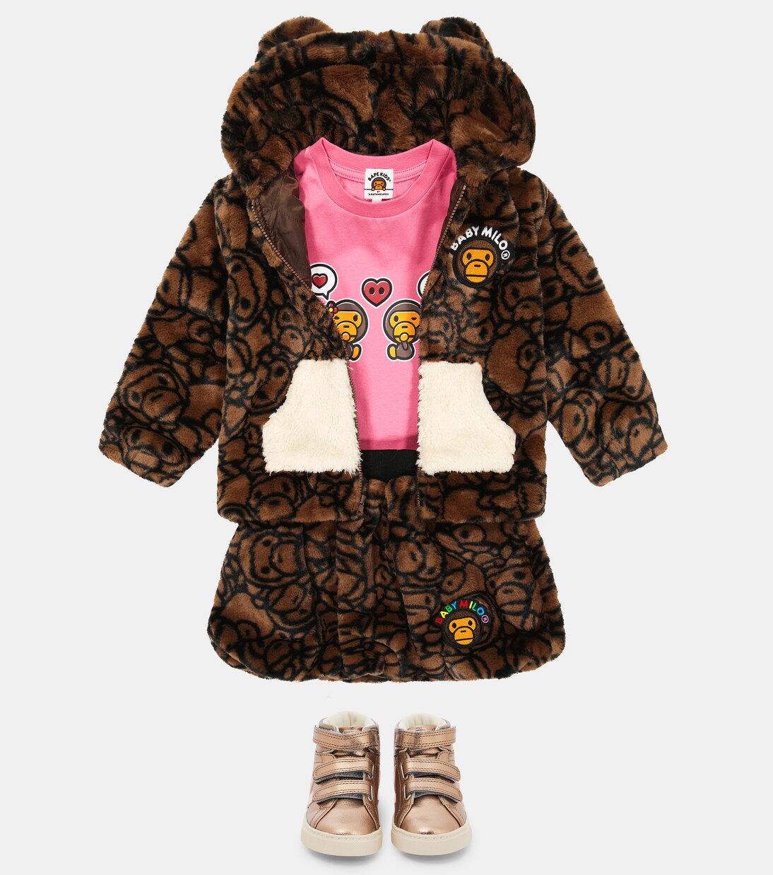 All Baby Milo® printed faux shearling skirt | BAPE Kids