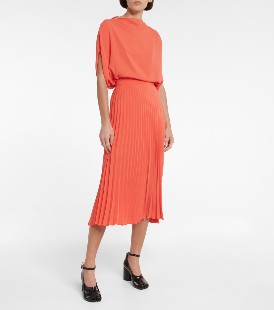 Pleated crêpe midi skirt | MM6 Maison Margiela