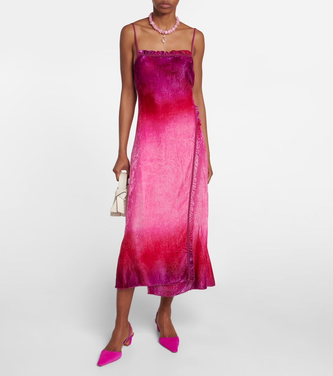 Robe midi en velours de soie mélangée | Acne Studios