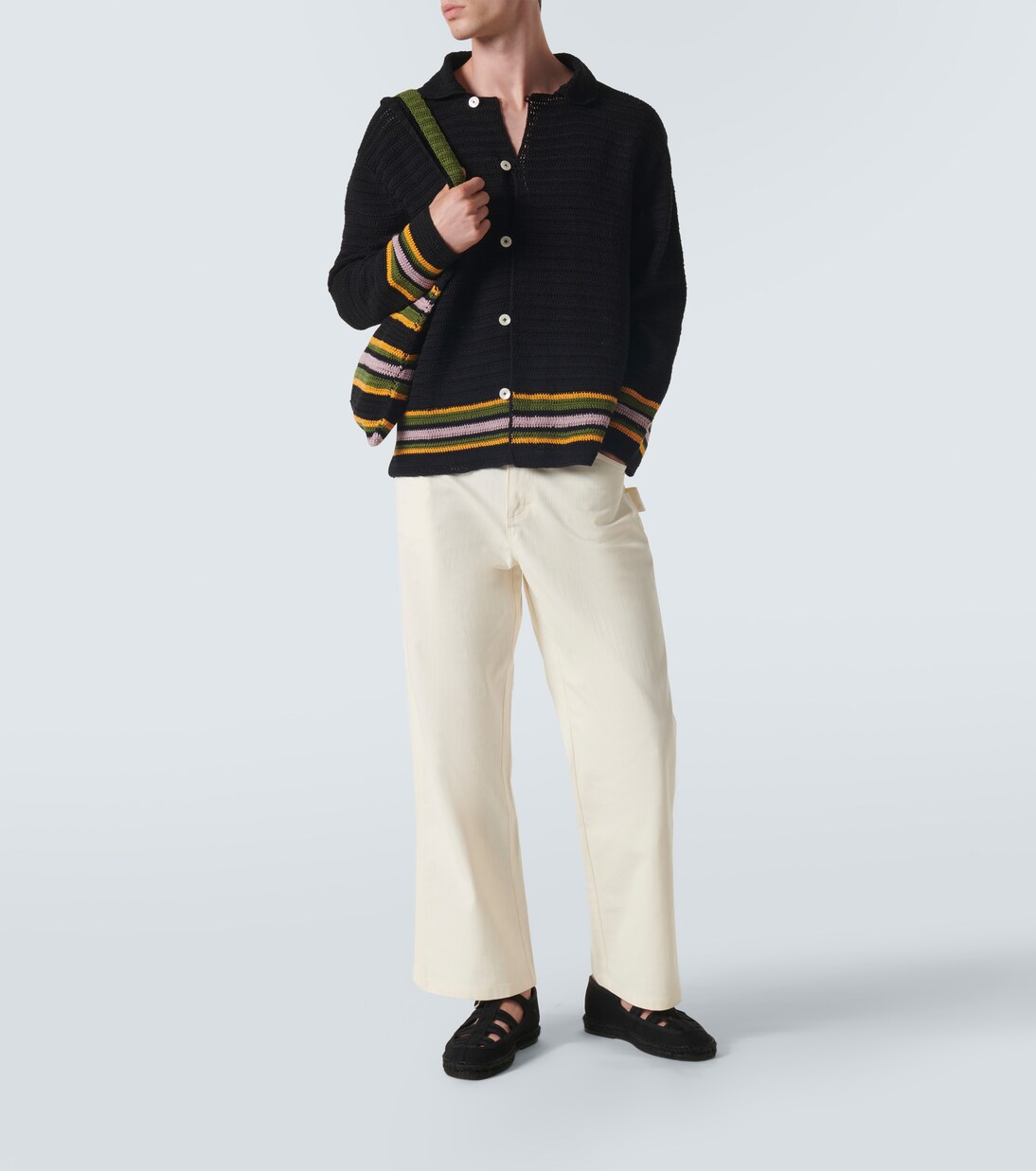 Harbor Stripe crochet cotton cardigan | Bode