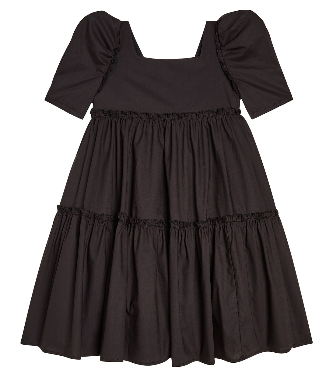 Ruffled puff-sleeve cotton dress | Monnalisa