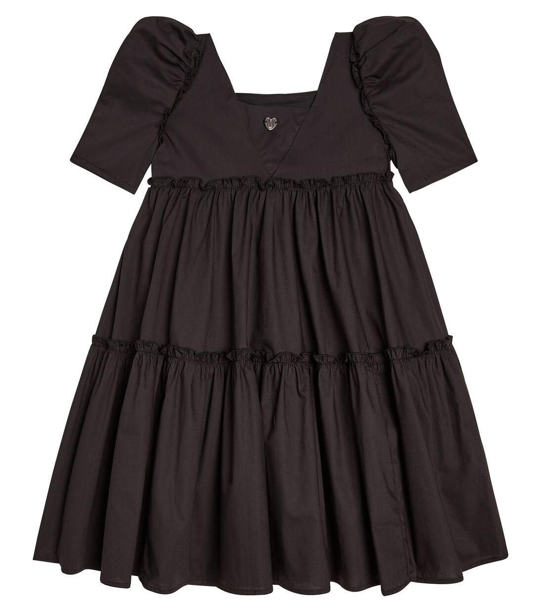 Ruffled puff-sleeve cotton dress | Monnalisa