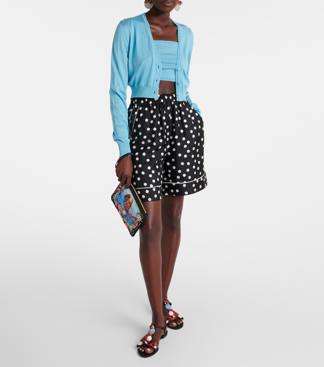 Lace-trimmed silk crop top | Dolce&Gabbana