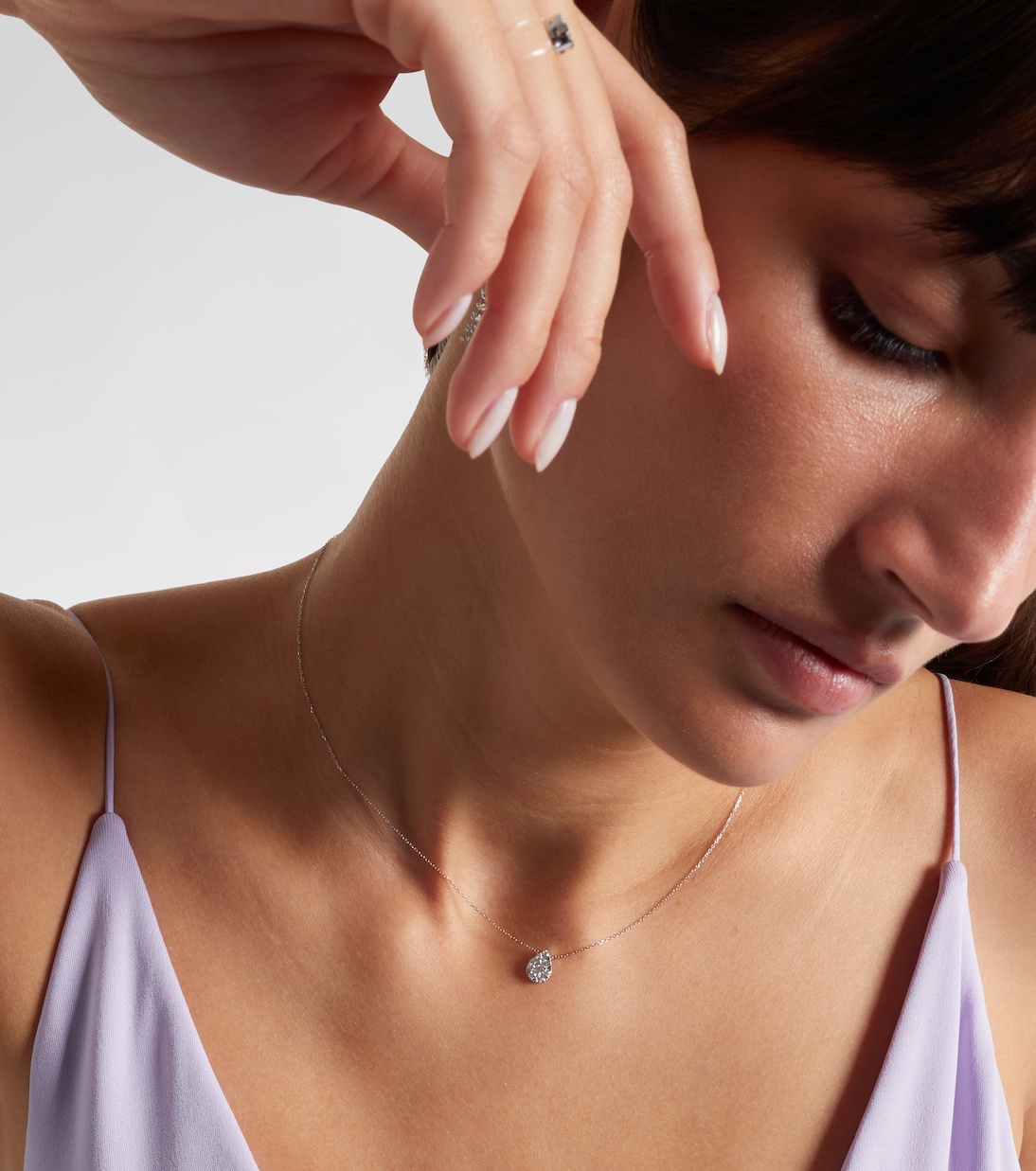 Collier Floating en or blanc 18 ct et diamants | Persée