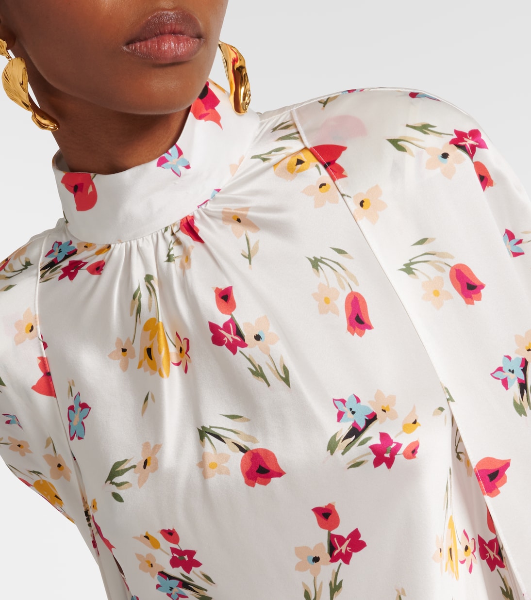 Robe midi en soie à fleurs | Rodarte