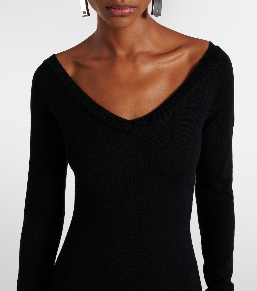 Vestido largo en mezcla de lana | Balenciaga