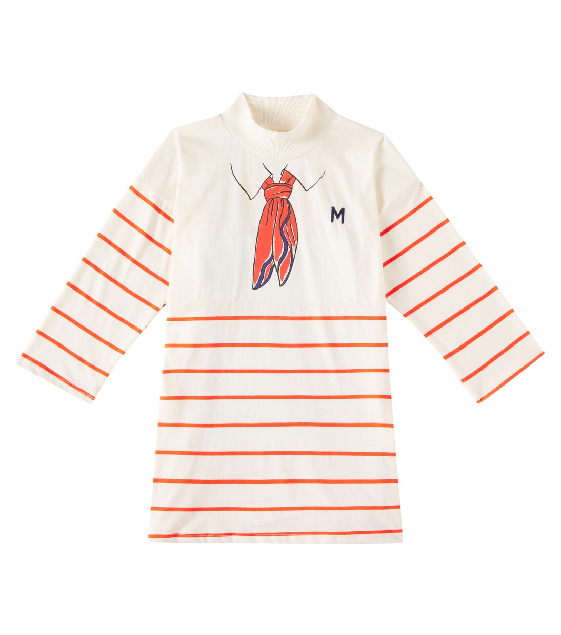 Scarf-detail cotton dress | Mini Rodini