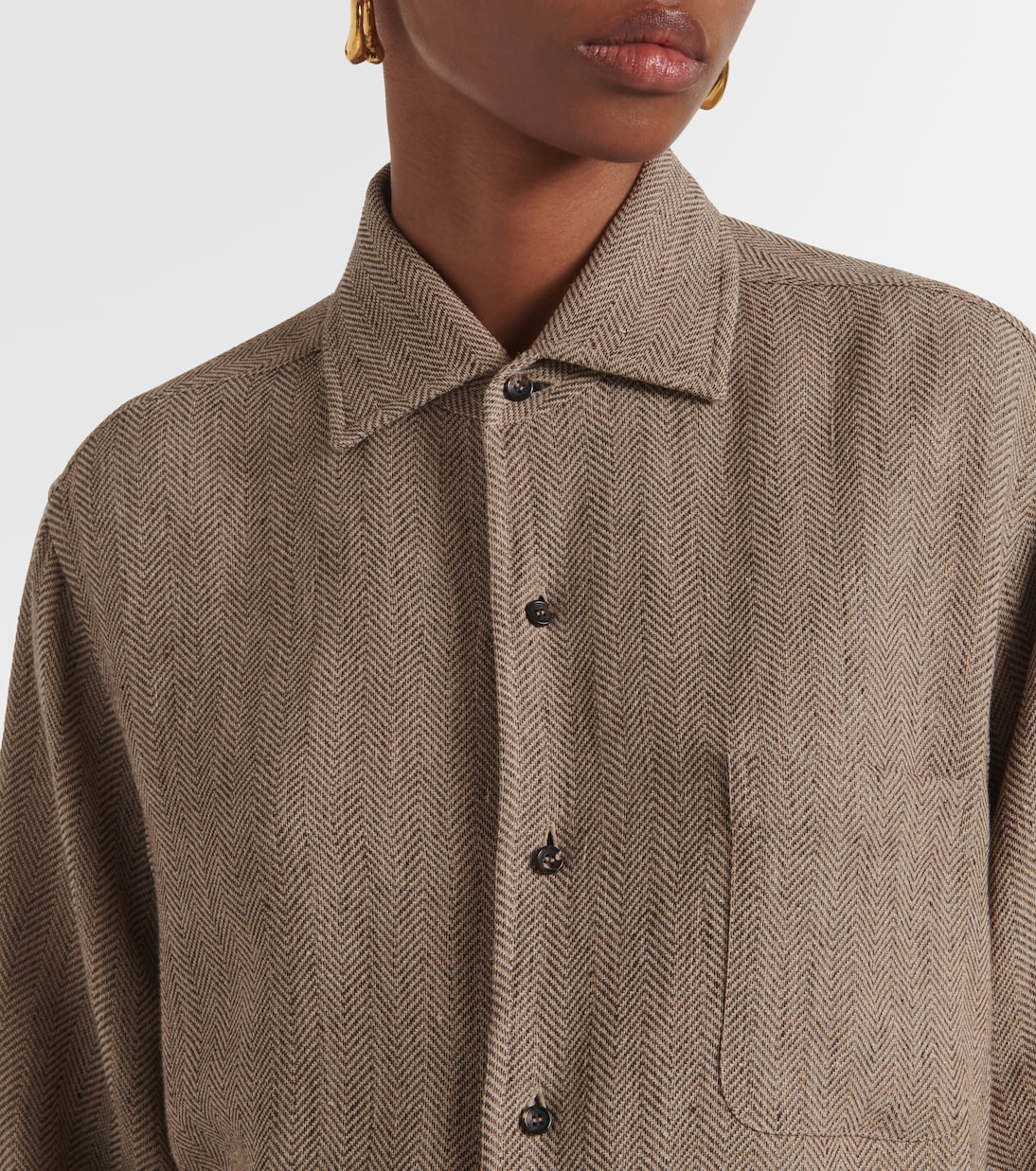 André chevron linen crêpe shirt | Loro Piana