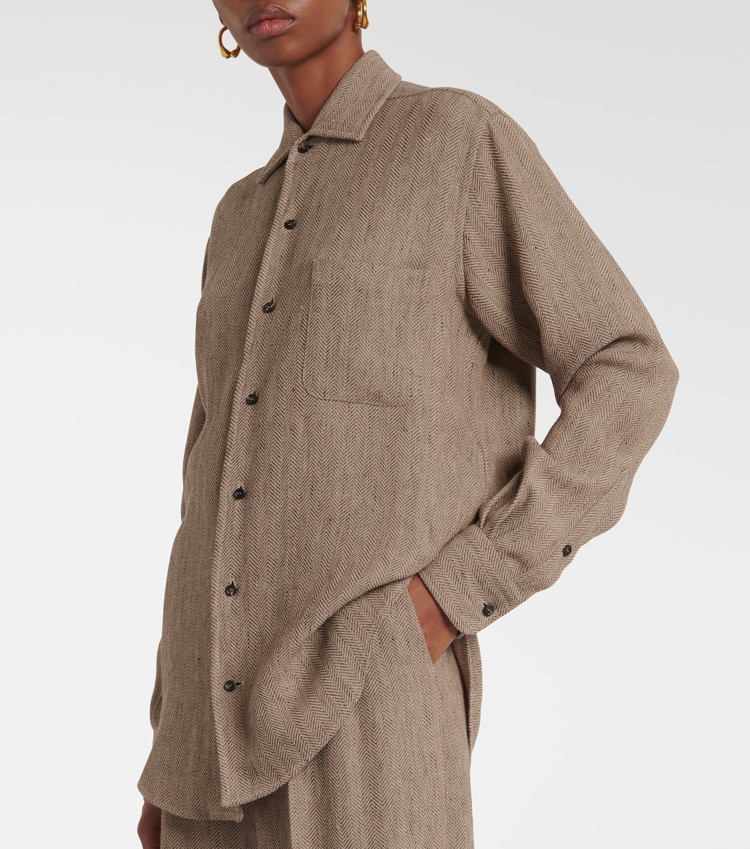 André chevron linen crêpe shirt | Loro Piana