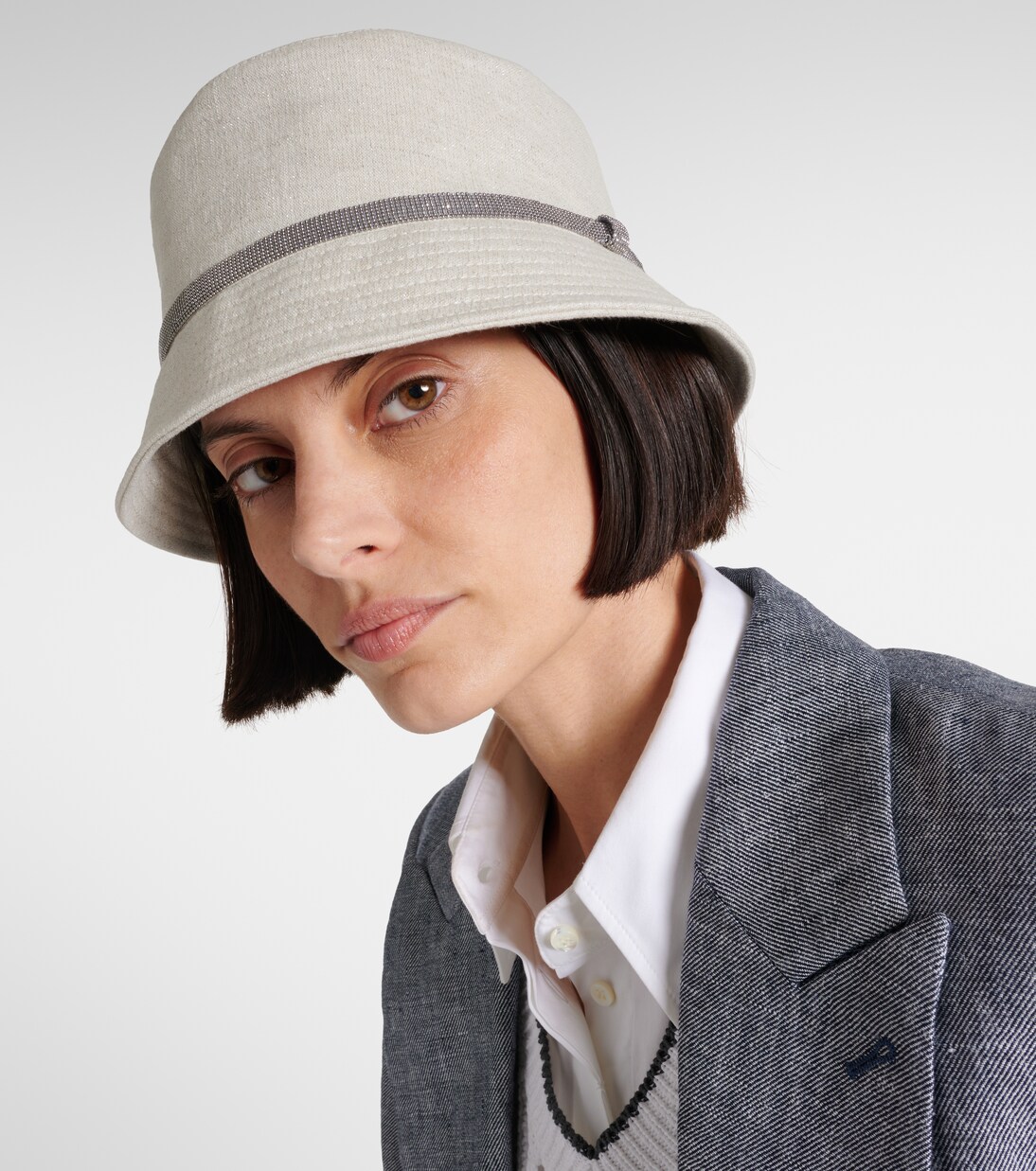 Linen canvas bucket hat | Brunello Cucinelli