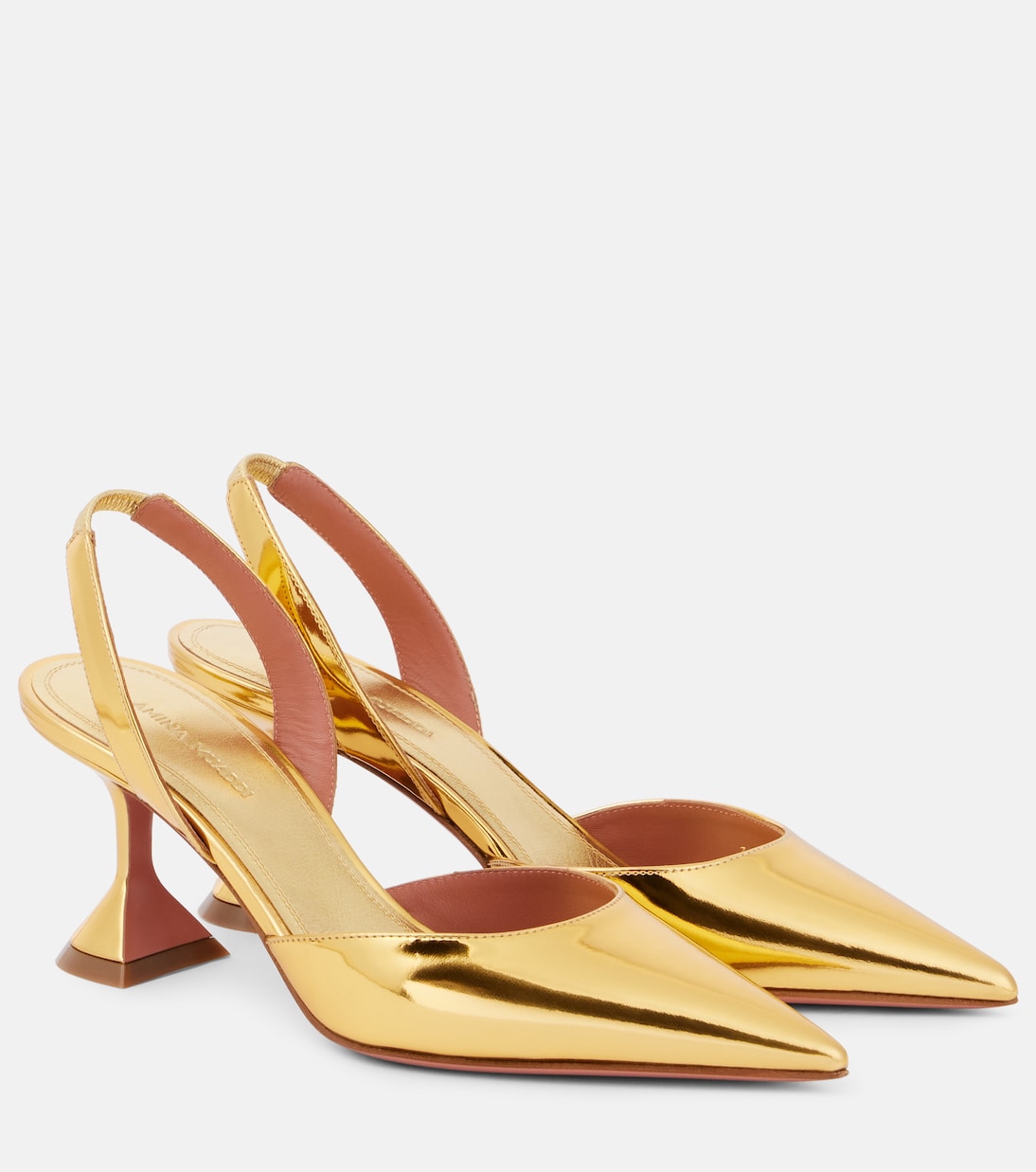 Holli 70 mirrored leather slingback pumps | Amina Muaddi
