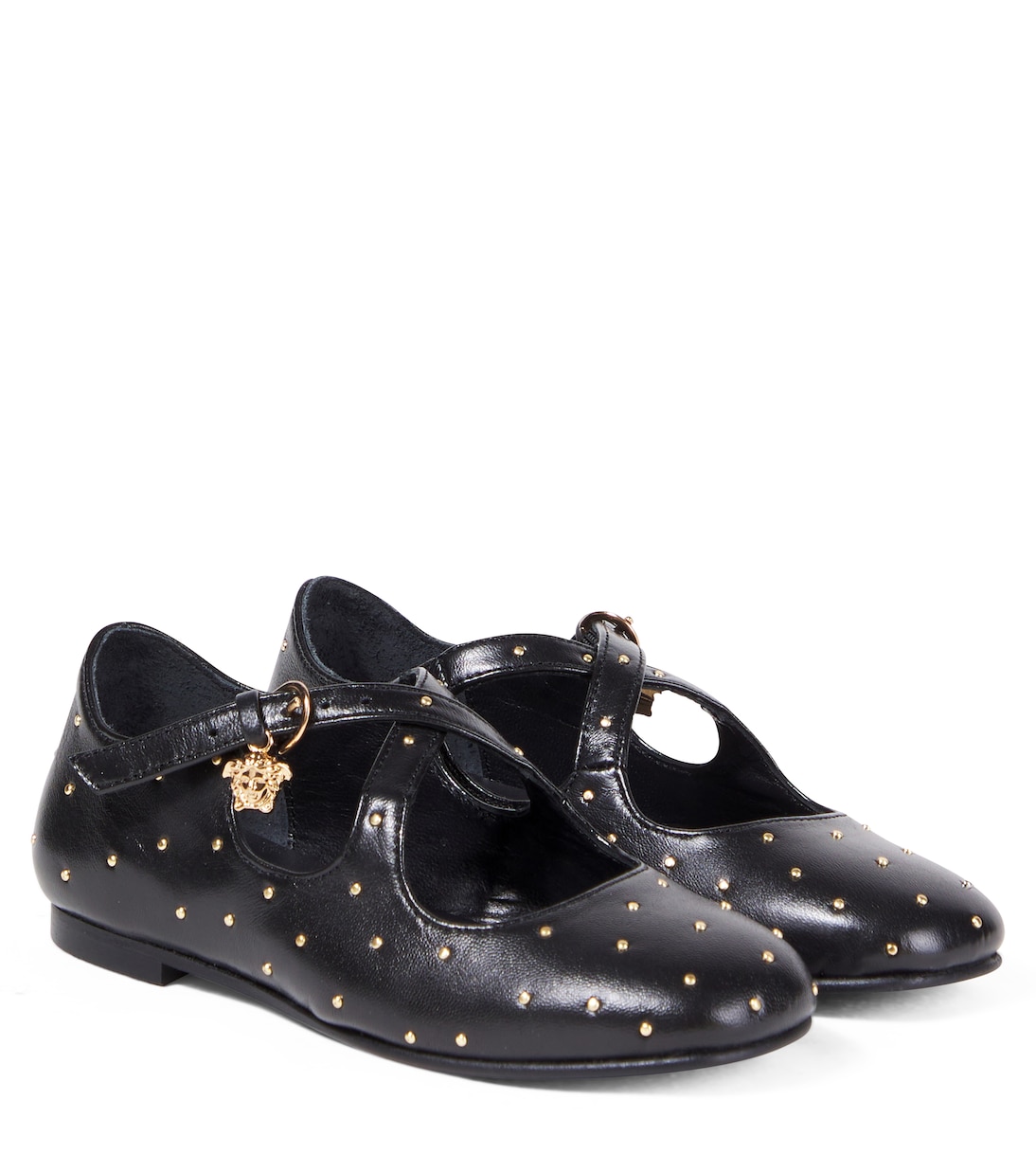 Medusa studded leather Mary Jane flats | Versace Kids