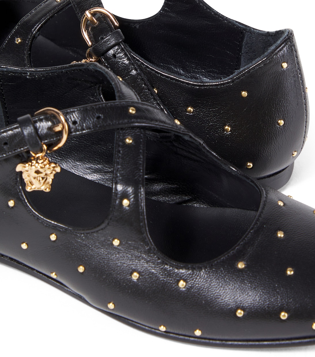 Medusa studded leather Mary Jane flats | Versace Kids