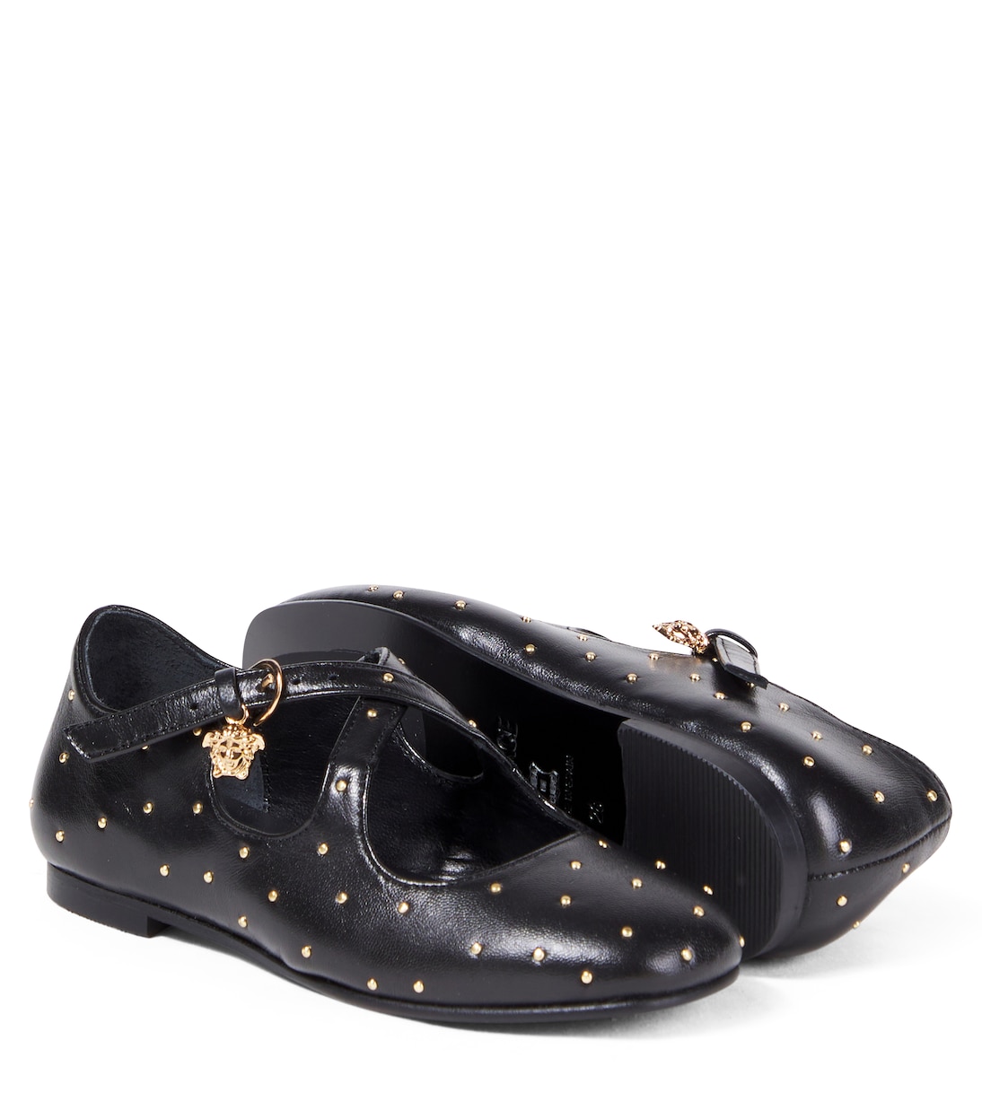 Medusa studded leather Mary Jane flats | Versace Kids
