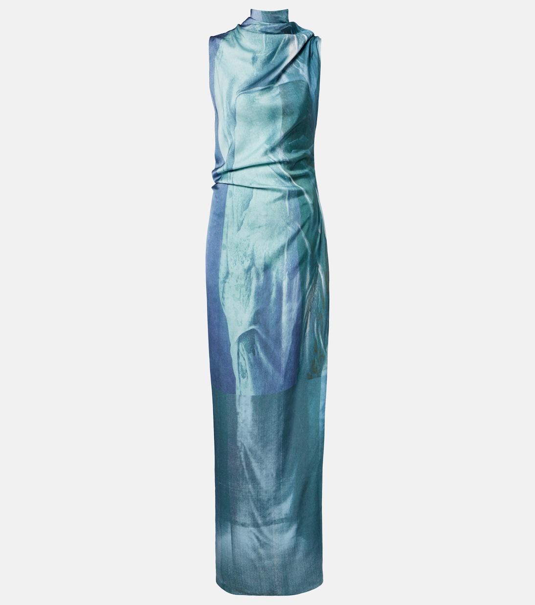 Robe longue imprimée en satin  | Jean Paul Gaultier