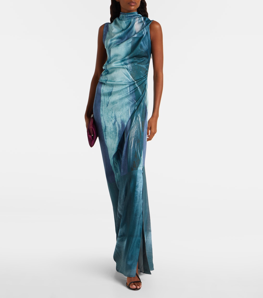 Robe longue imprimée en satin  | Jean Paul Gaultier