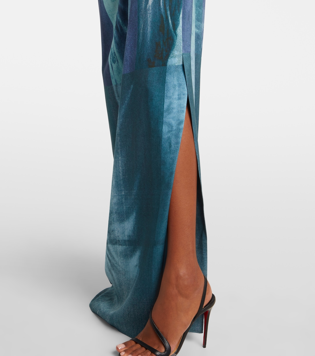 Robe longue imprimée en satin  | Jean Paul Gaultier