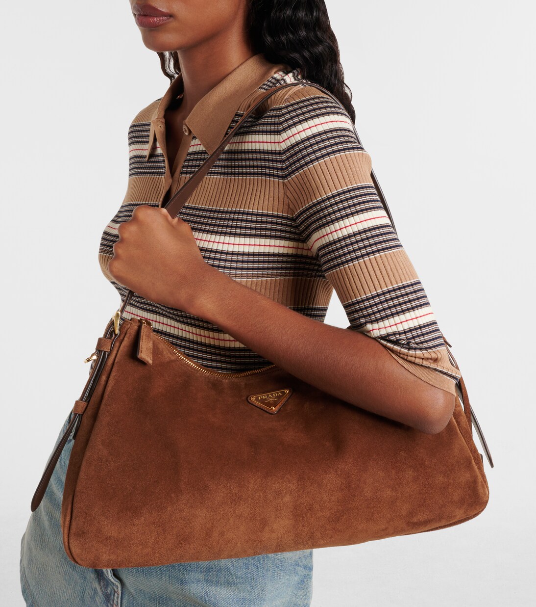 Prada Aimée Large suede shoulder bag | Prada