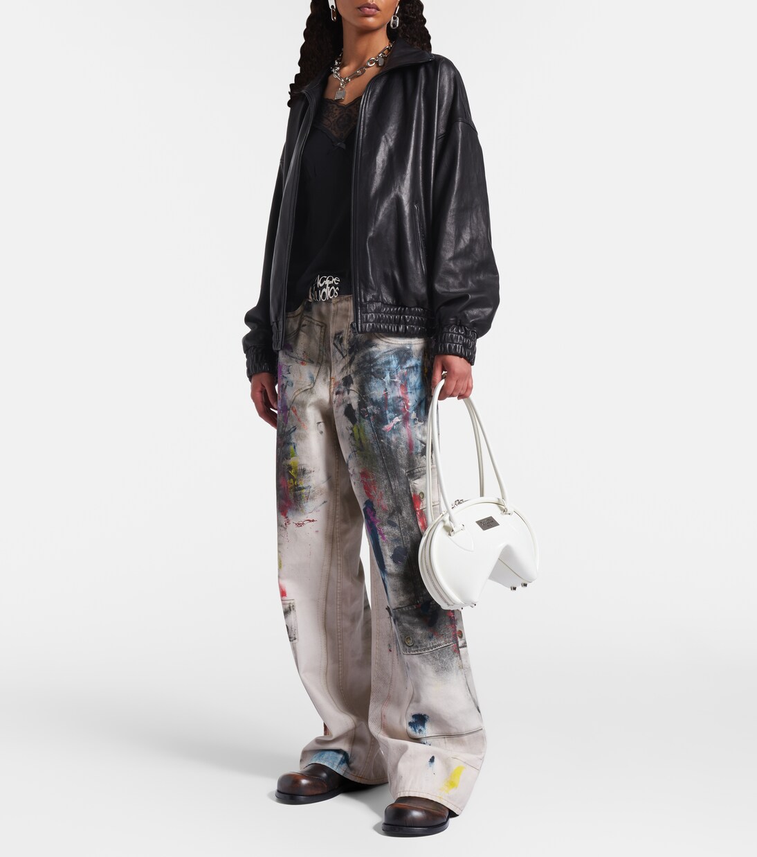 Veste en cuir à logo | Acne Studios