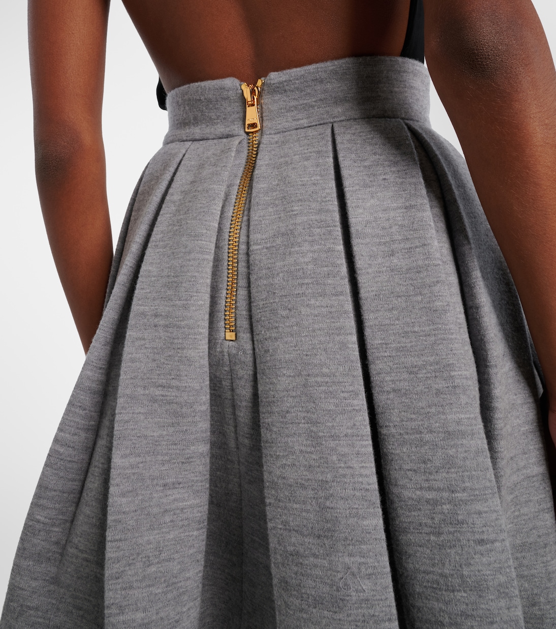 Minigonna in misto lana e cotone a pieghe | Balmain