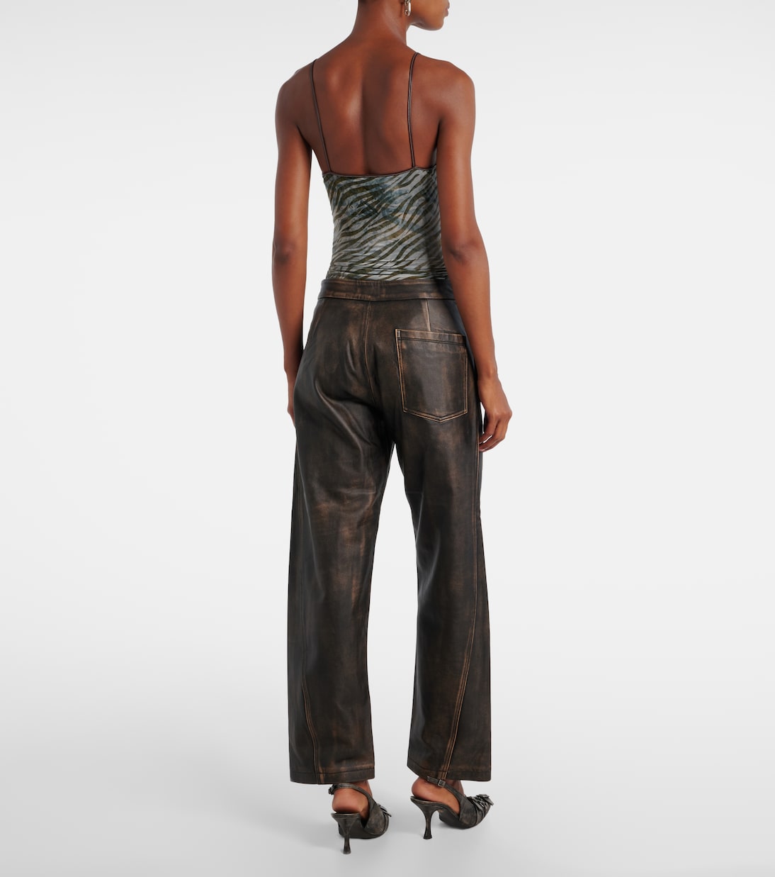 Weite High-Rise-Hose aus Leder | Jacques Wei