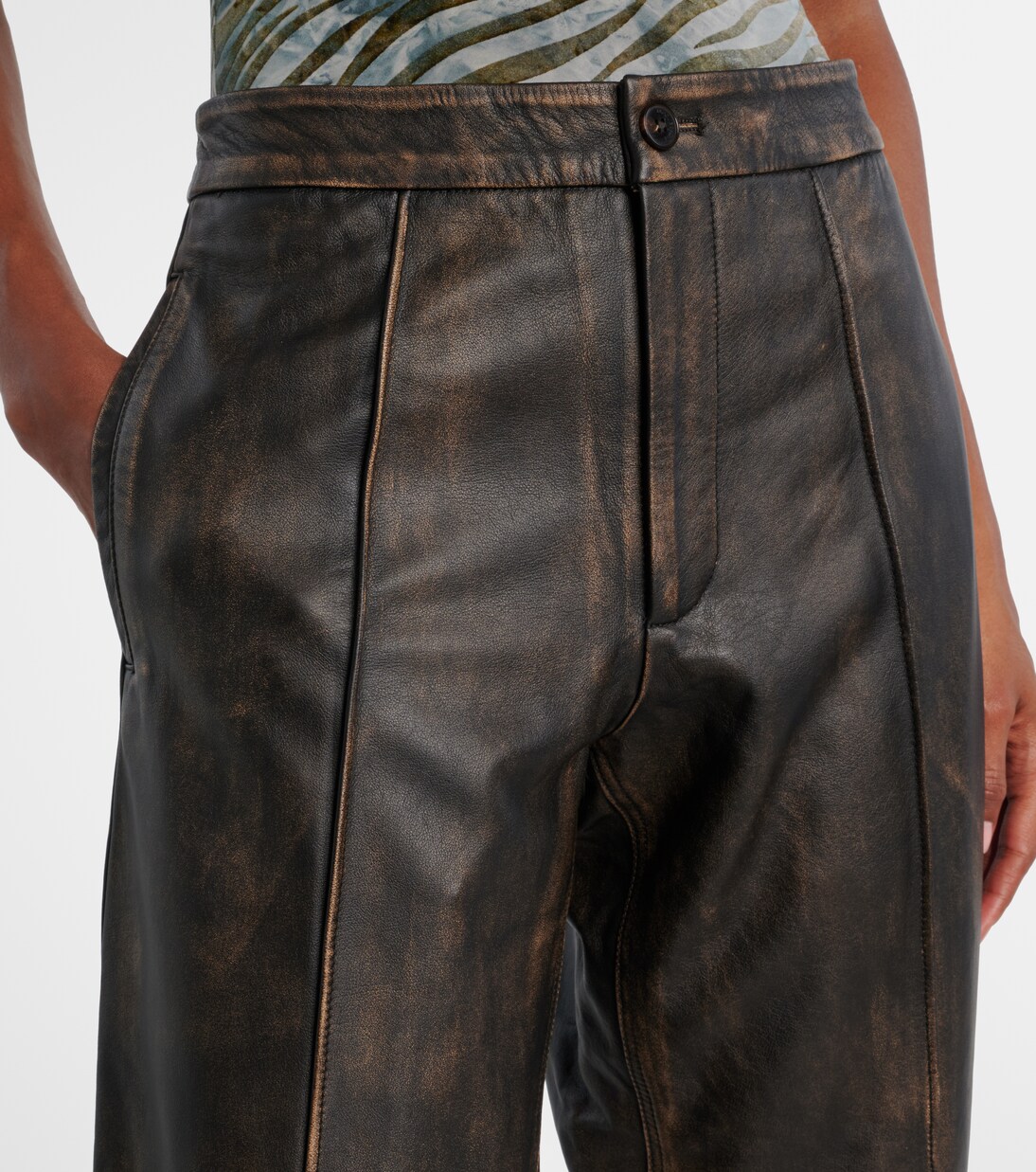 Weite High-Rise-Hose aus Leder | Jacques Wei