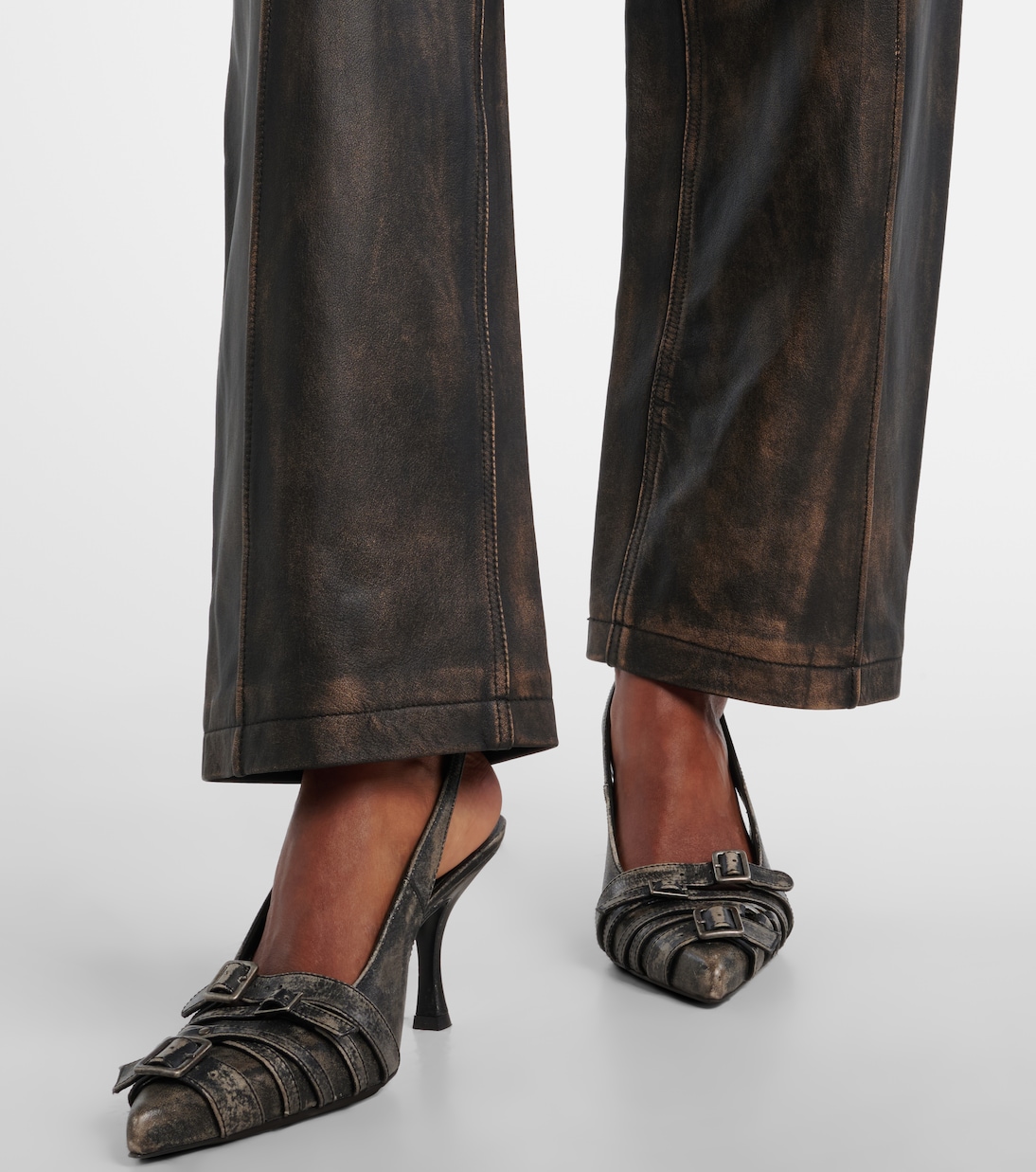 Weite High-Rise-Hose aus Leder | Jacques Wei