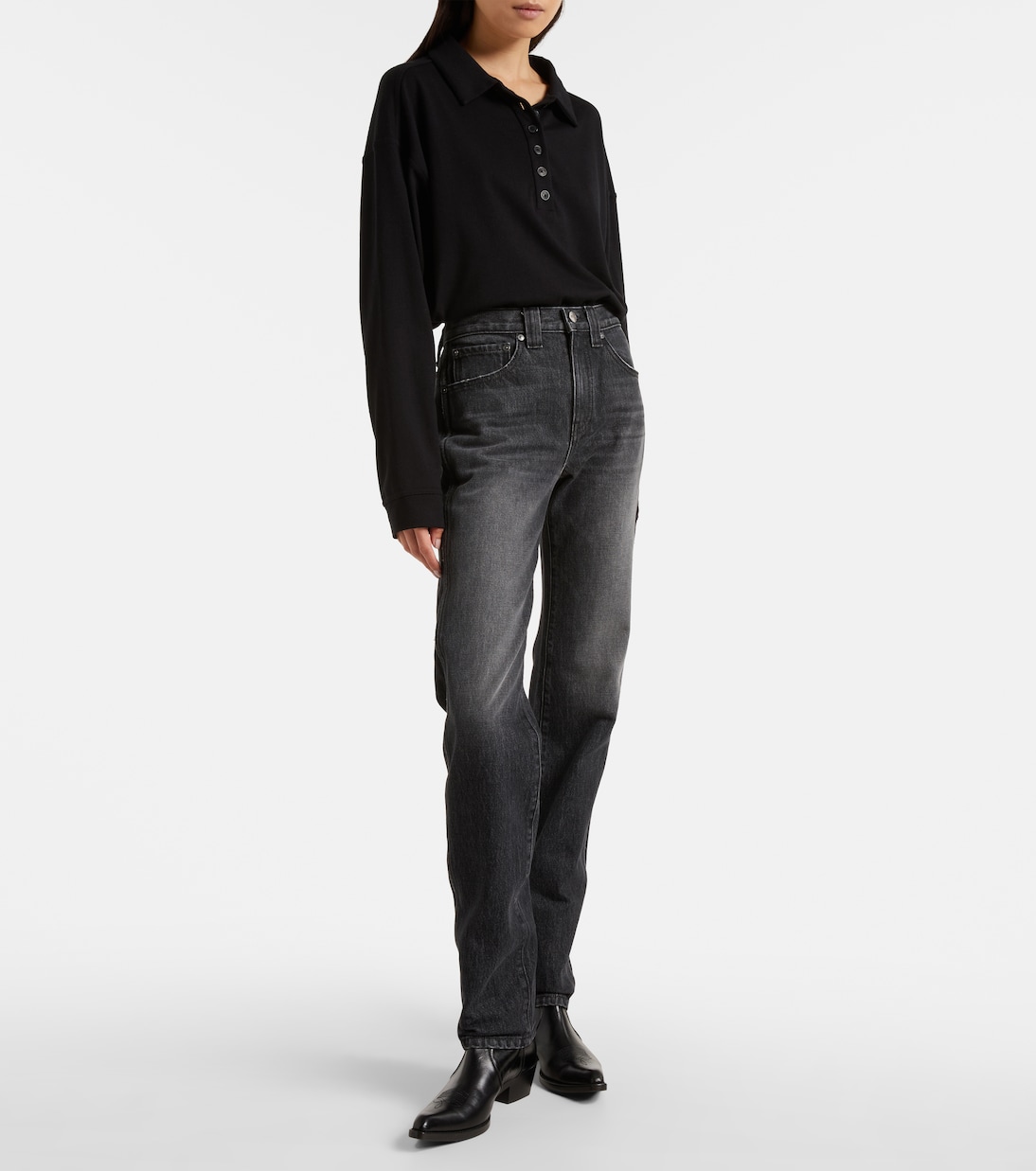 Jean straight Farley à taille mi-haute | Khaite