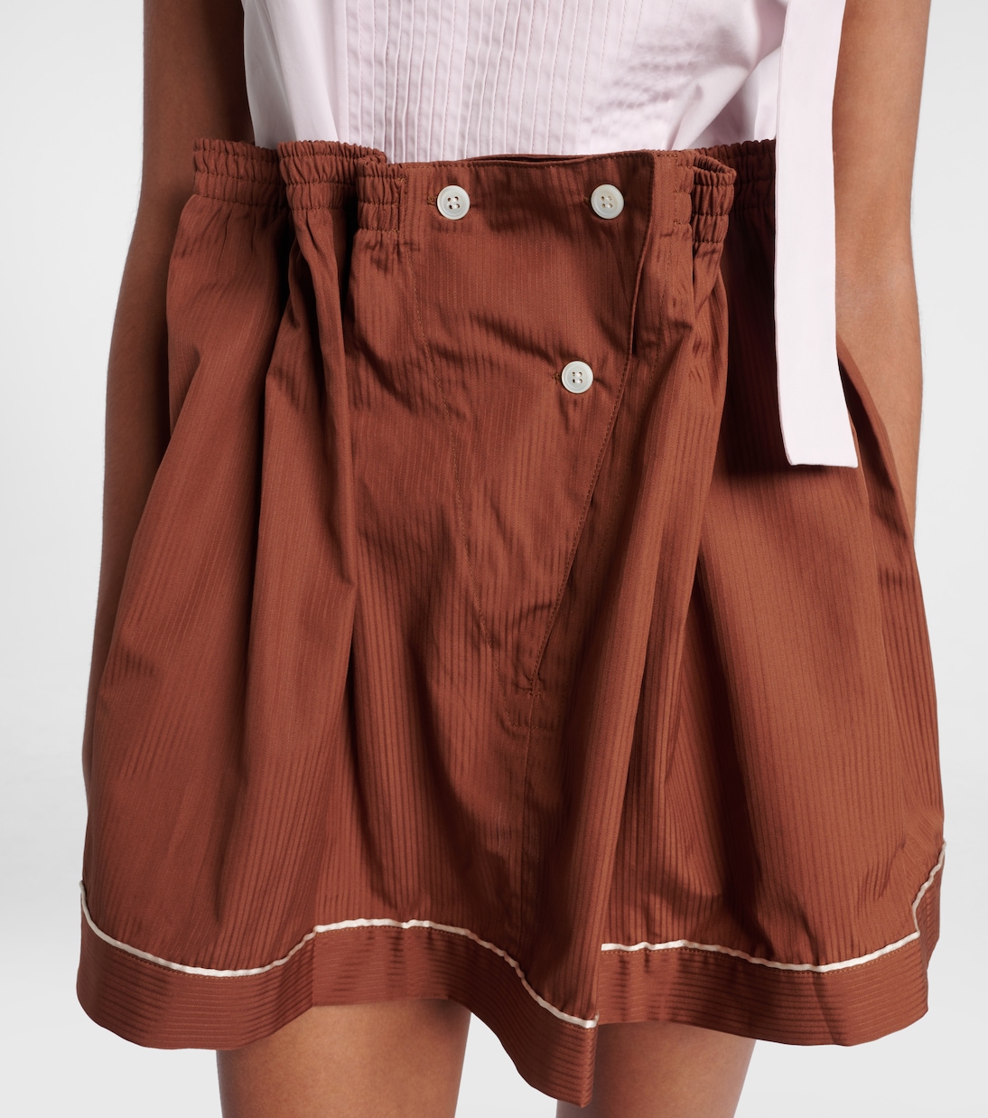 Mini-jupe rayée en coton | Prada