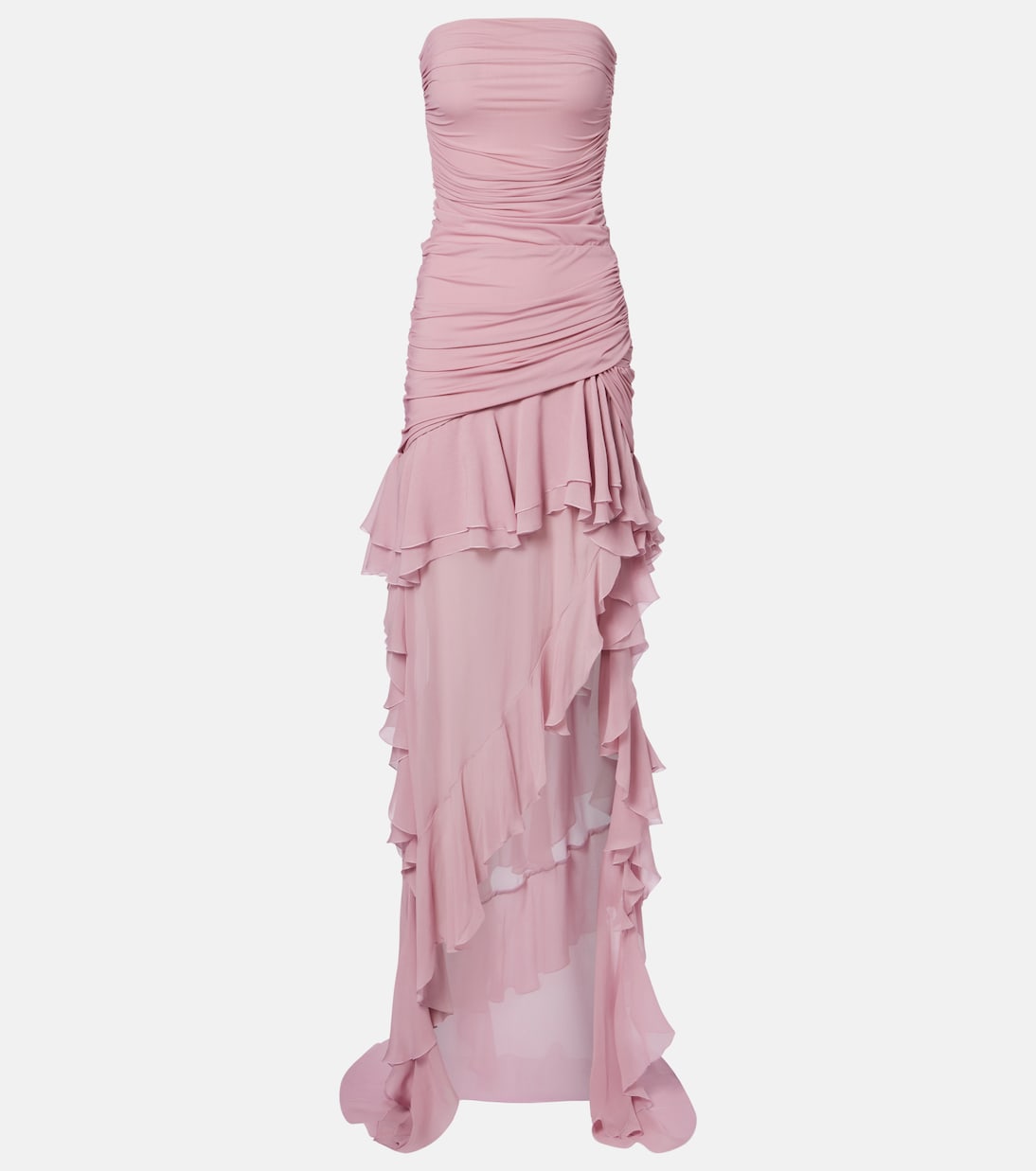 Asymmetric ruffled georgette gown | Blumarine