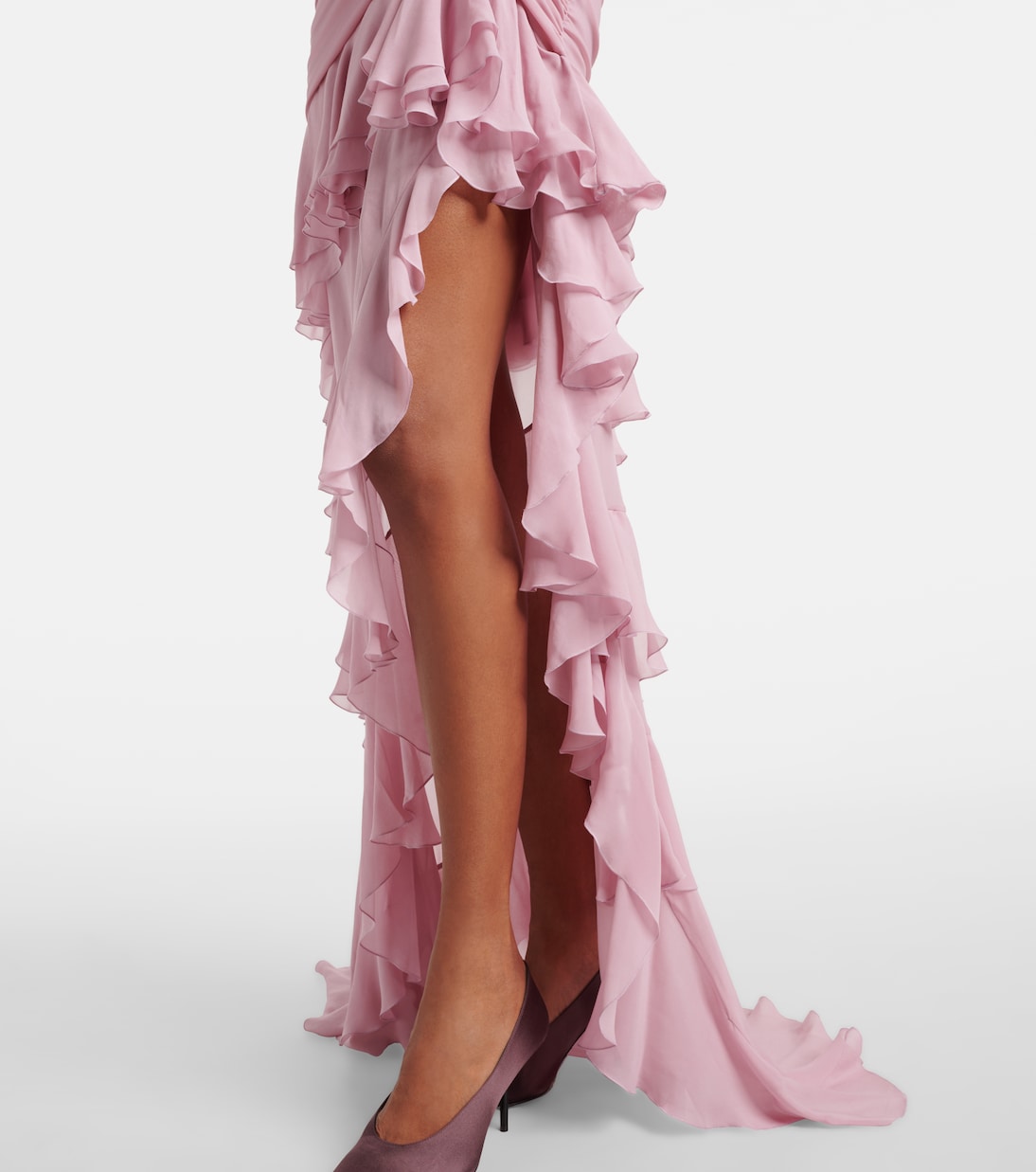 Asymmetric ruffled georgette gown | Blumarine