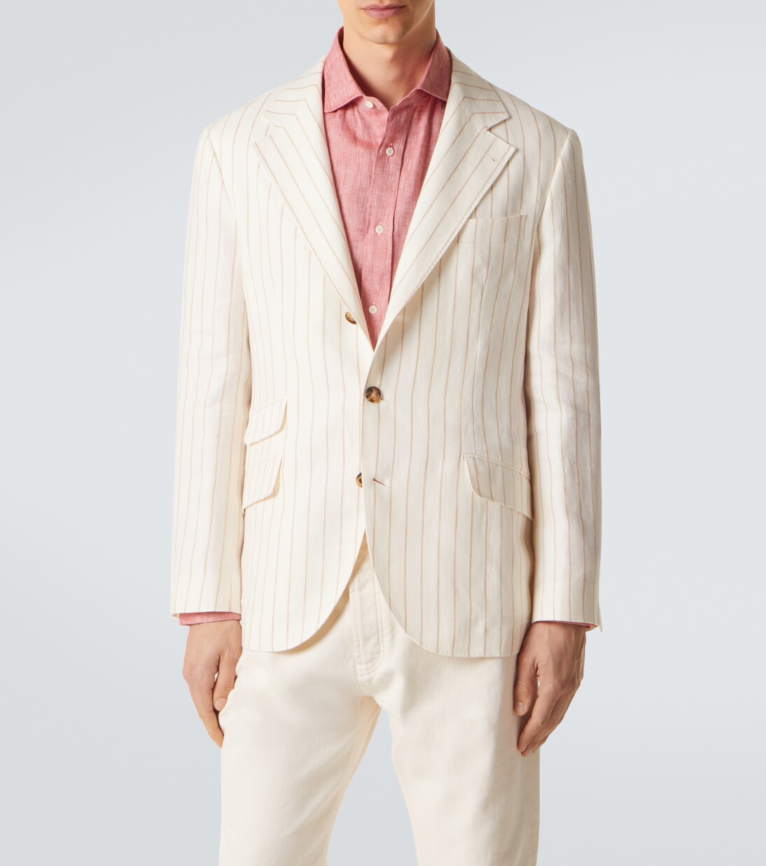 Chalk stripe linen twill blazer | Brunello Cucinelli