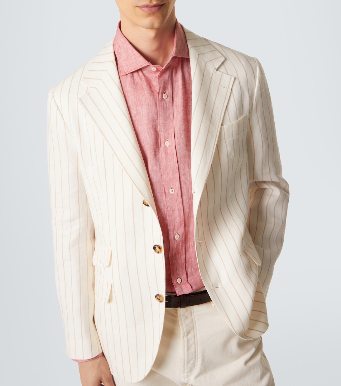 Chalk stripe linen twill blazer | Brunello Cucinelli