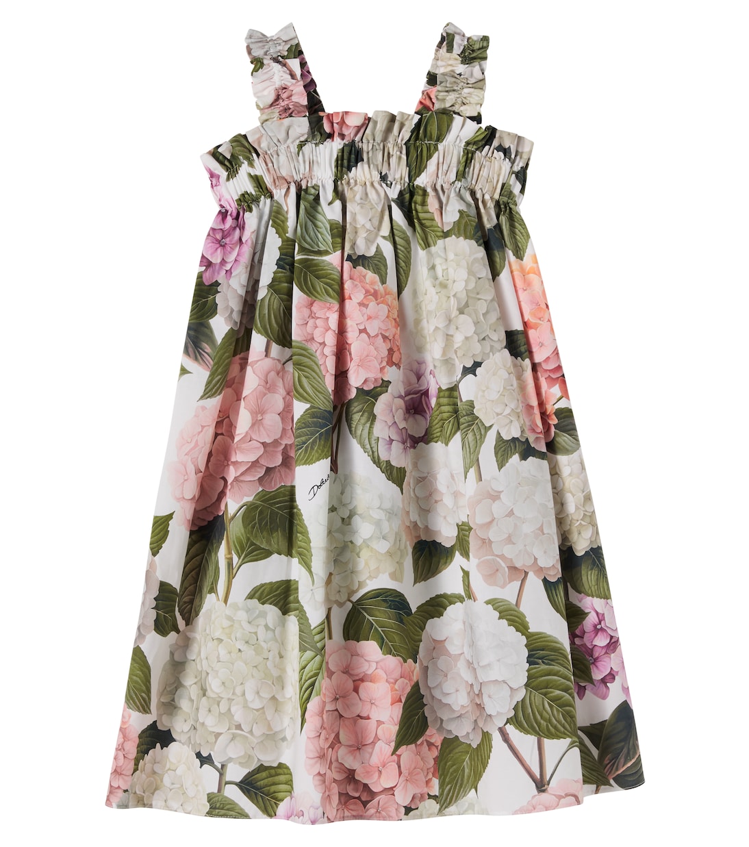 Abito in popeline di cotone con stampa floreale | Dolce&Gabbana Kids