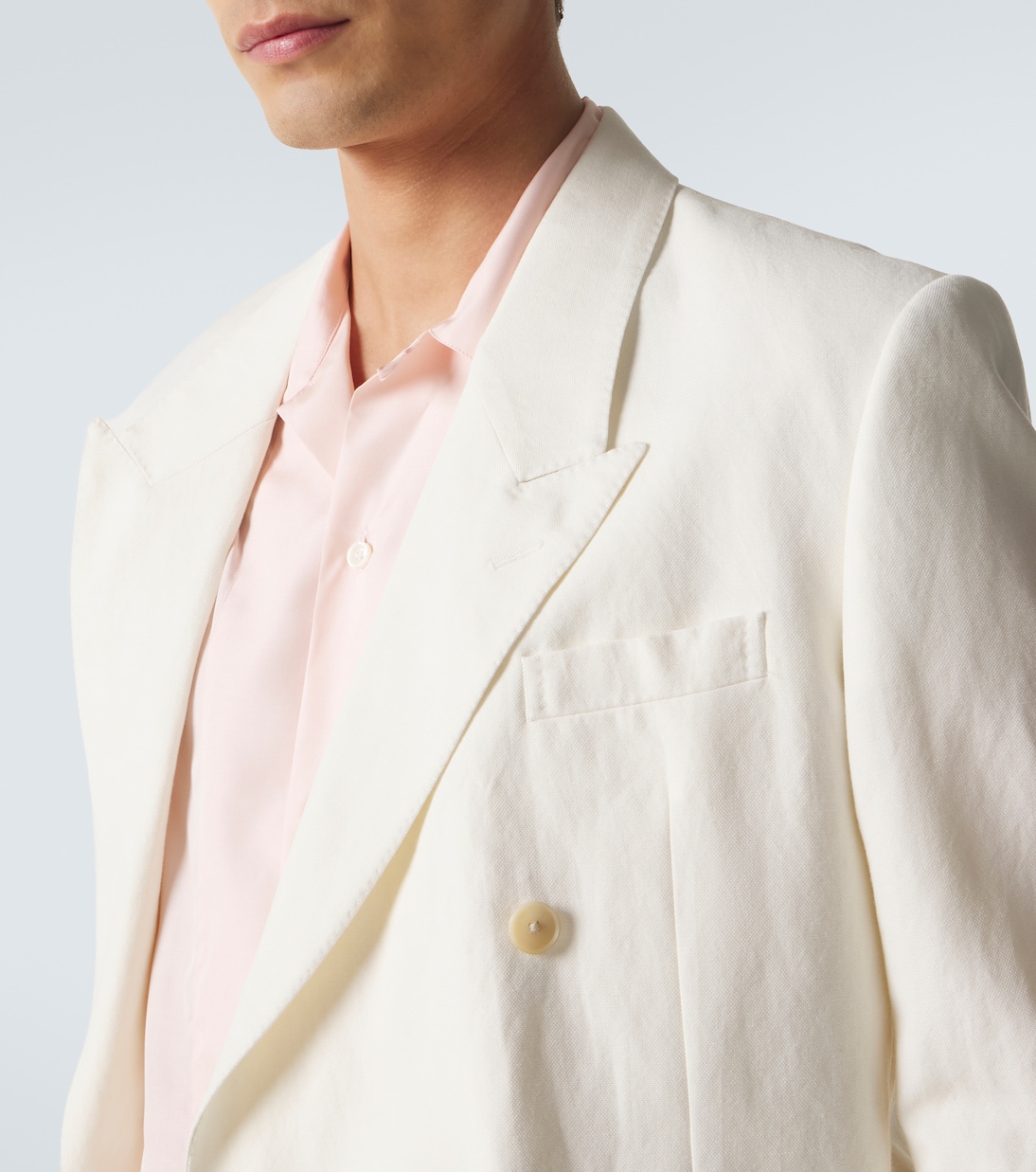 Double-breasted wool, cotton, and linen blazer | Auralee