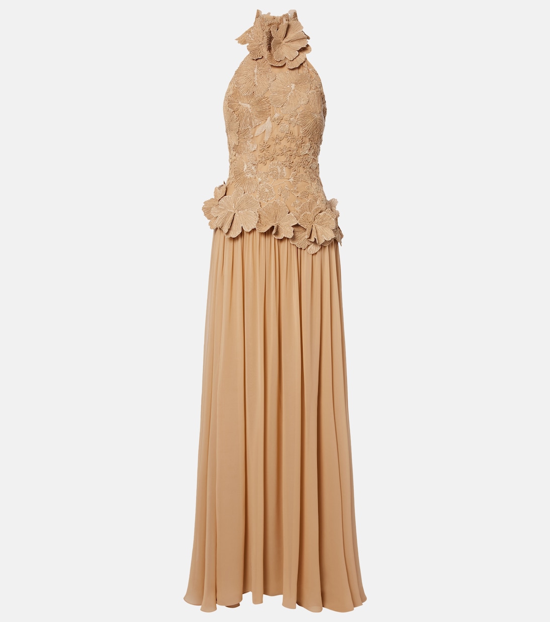 Raffia-trimmed silk-blend tulle gown | Elie Saab