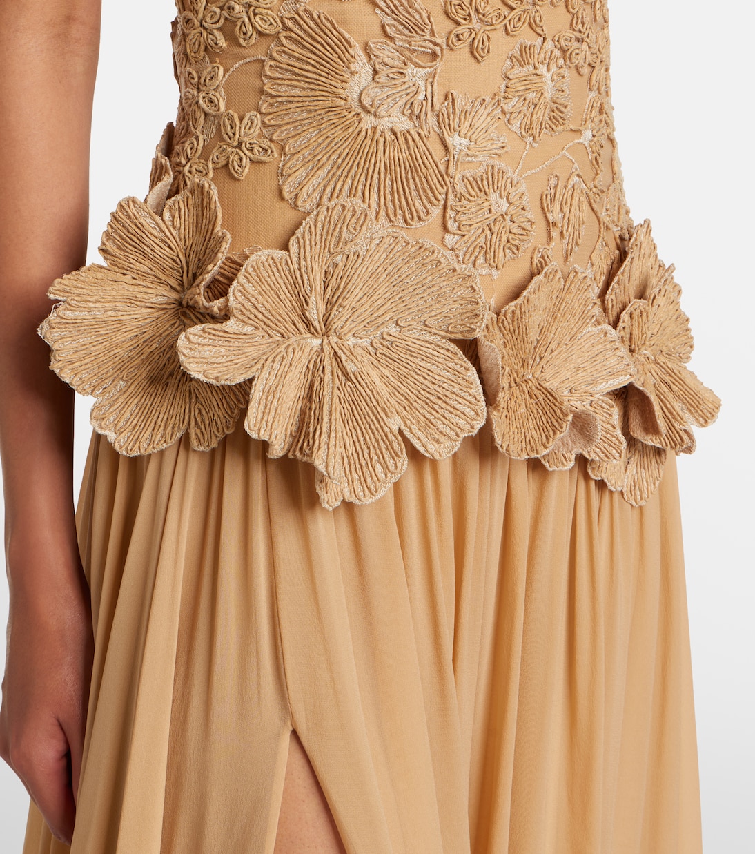 Raffia-trimmed silk-blend tulle gown | Elie Saab