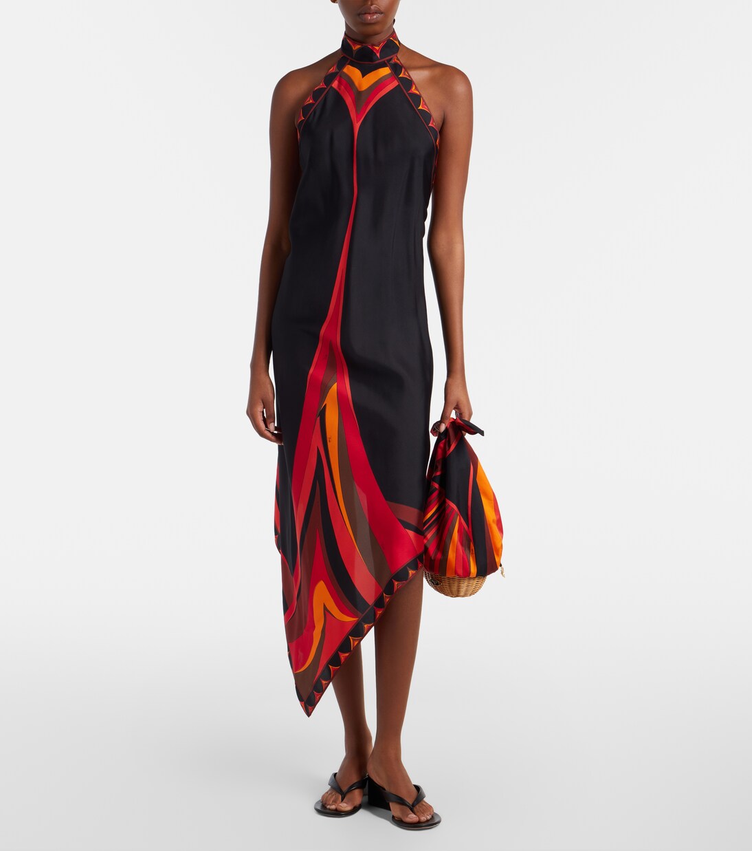 Fari halterneck silk twill midi dress | Pucci